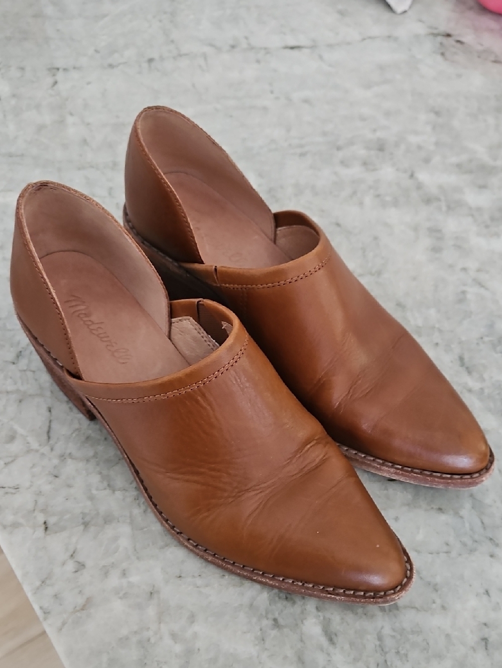 Madewell Tan Leather Pointed Ankle Booties